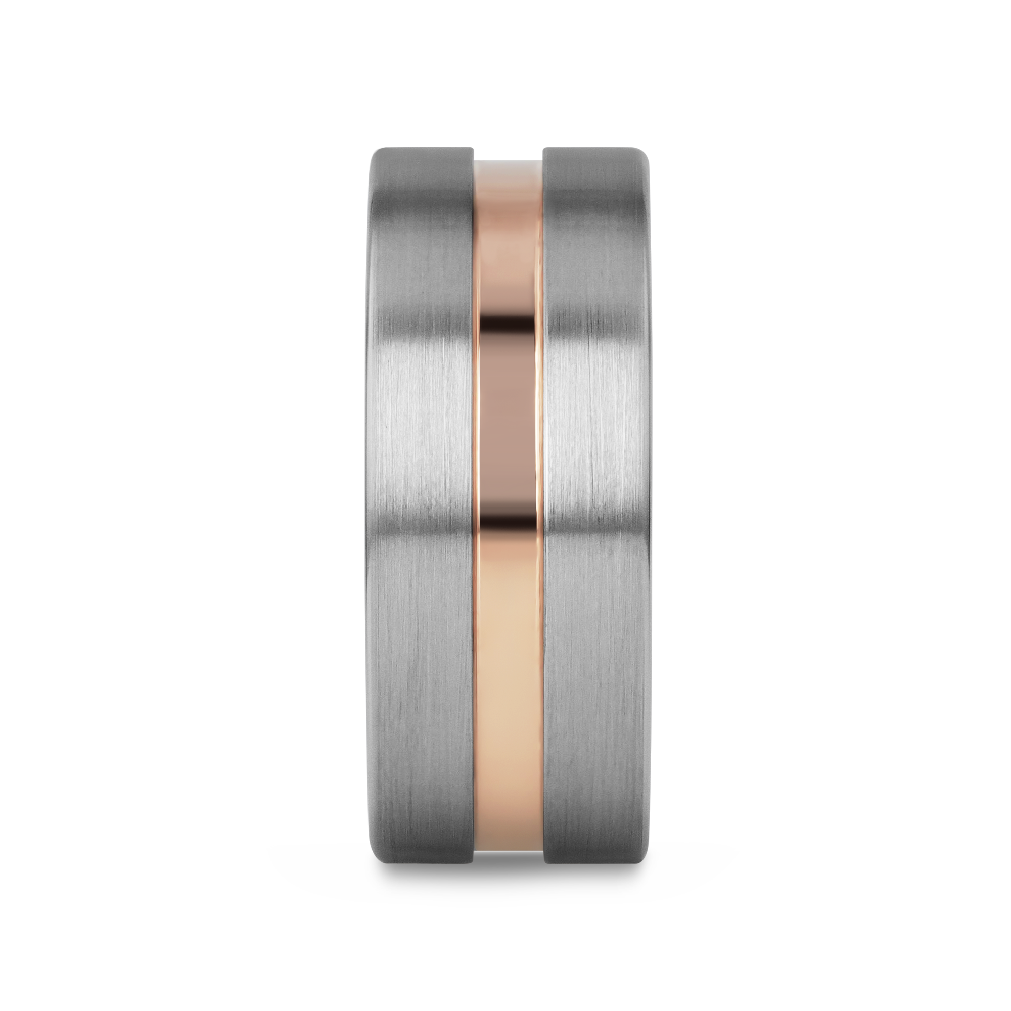 ZEUS Flat Brushed Tungsten Carbide Ring with Rose Gold-Plated Groove (4mm–10mm)