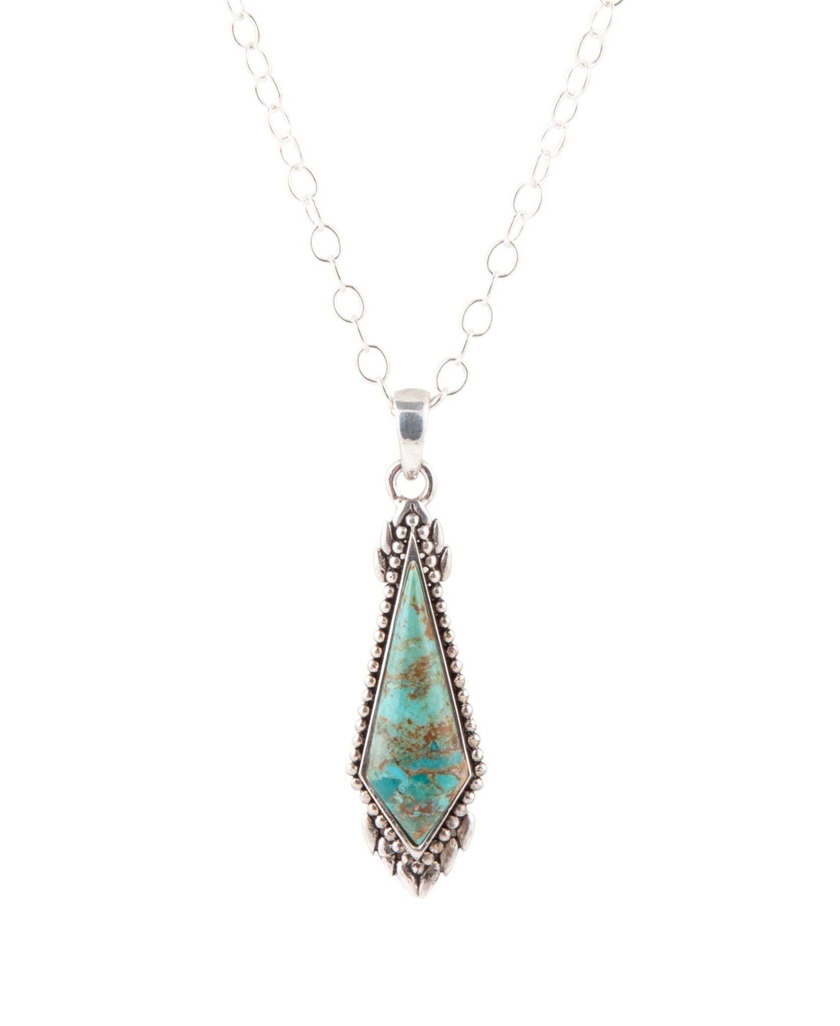 Anemone Long Diamond Turquoise and Sterling Silver Necklace