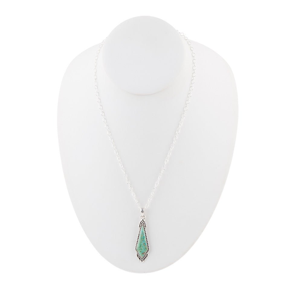 Anemone Long Diamond Turquoise and Sterling Silver Necklace