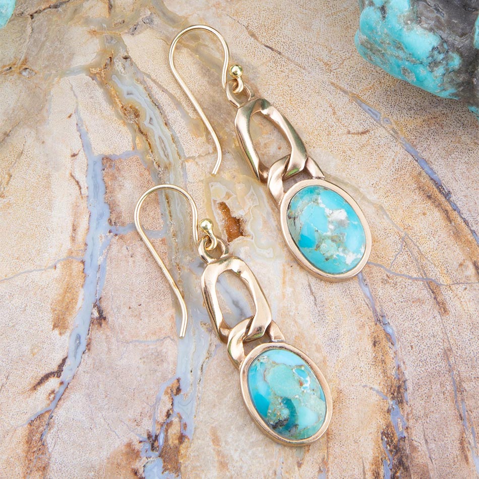 Athena Blue Turquoise Golden Earring