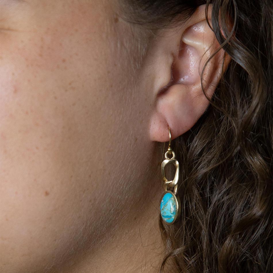 Athena Blue Turquoise Golden Earring