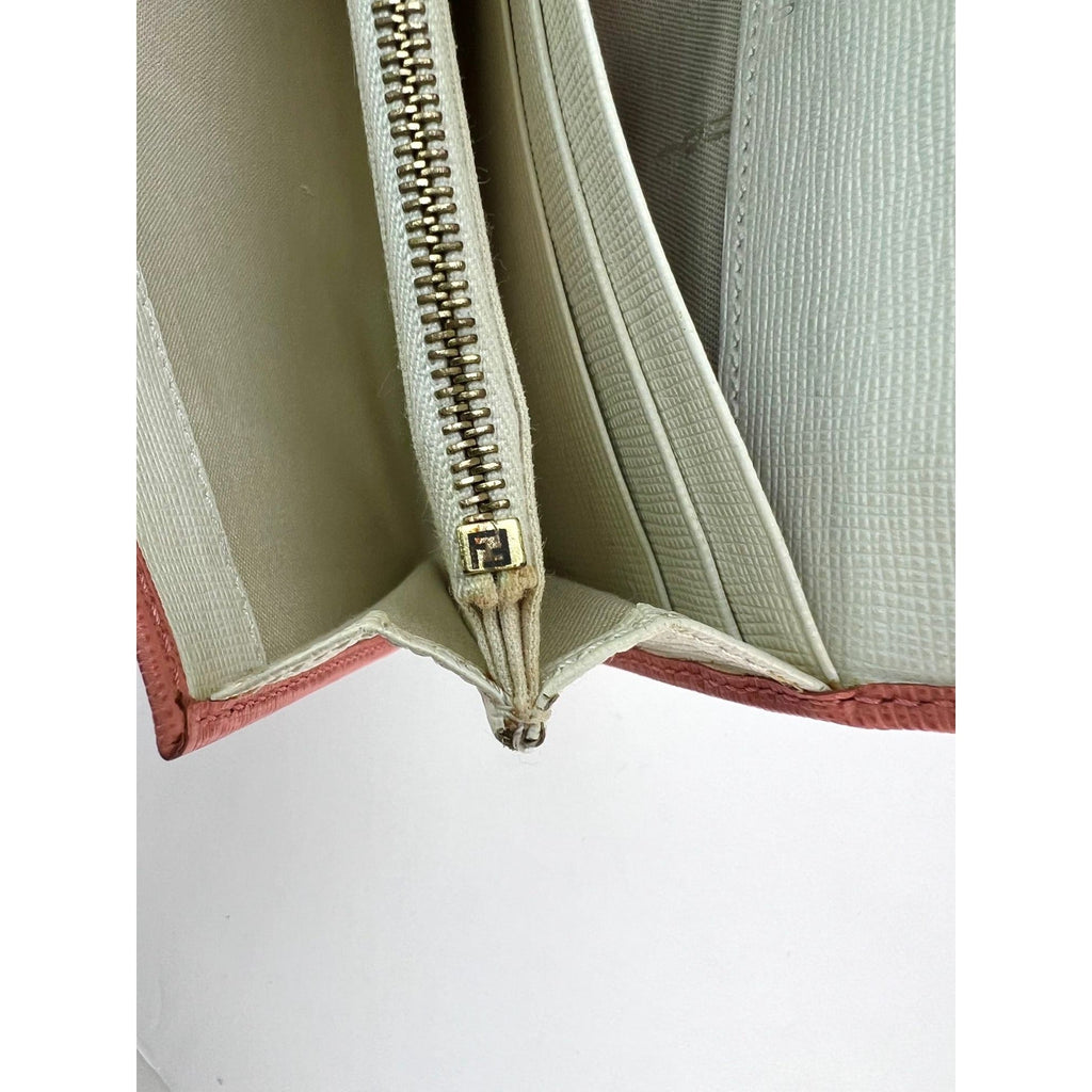 Fendi Continental Pink Leather Wallet Clutch
