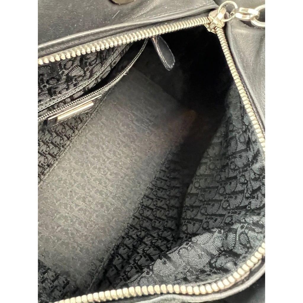 Christian Dior Medium Lady Laced Black Leather Limited Edition Shoulder Bag