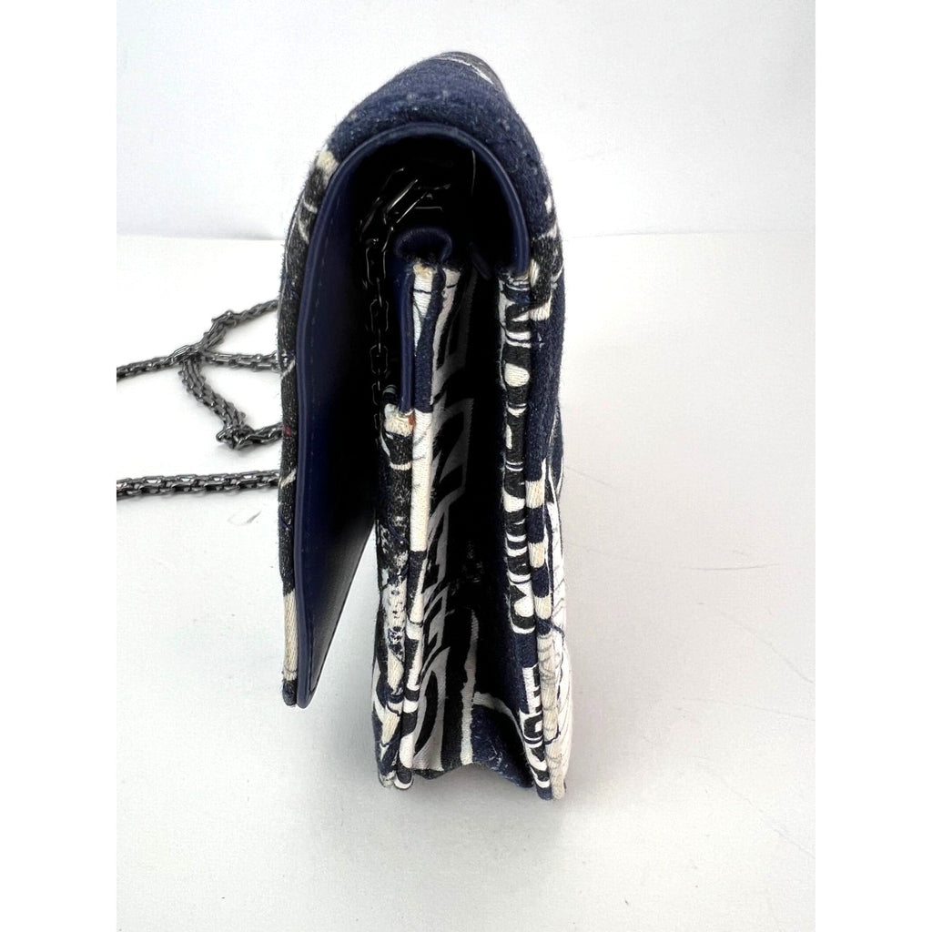 Chanel Reissue 2.55 Quilted Printed Canvas Limited Edition Wallet on a Chain Clutch RARE