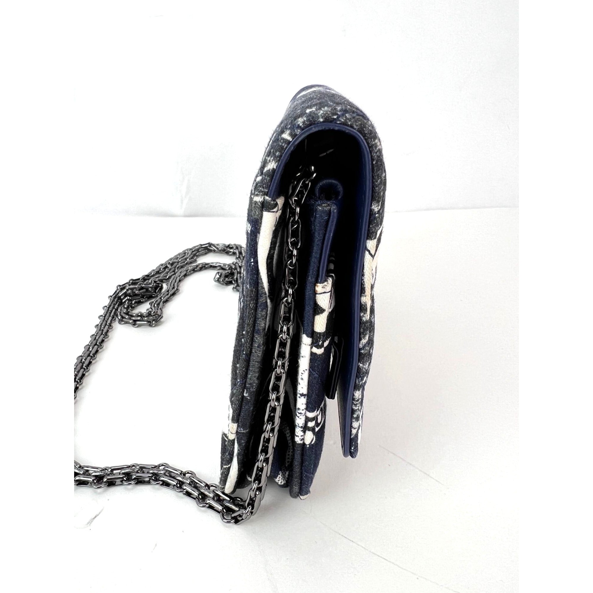 Chanel Reissue 2.55 Quilted Printed Canvas Limited Edition Wallet on a Chain Clutch RARE