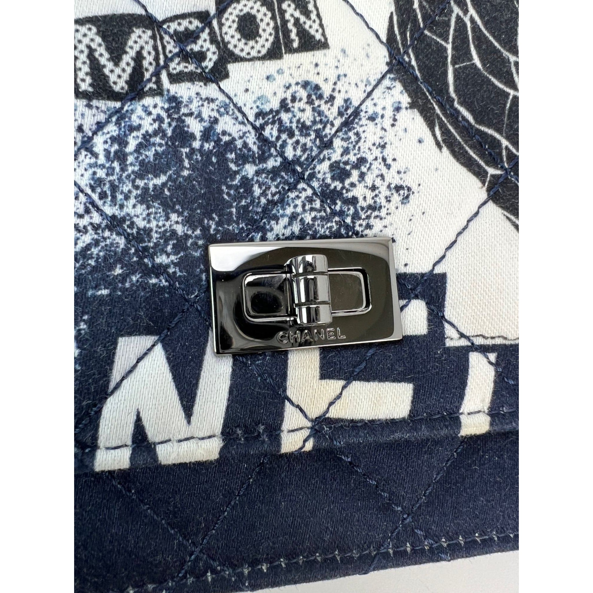 Chanel Reissue 2.55 Quilted Printed Canvas Limited Edition Wallet on a Chain Clutch RARE