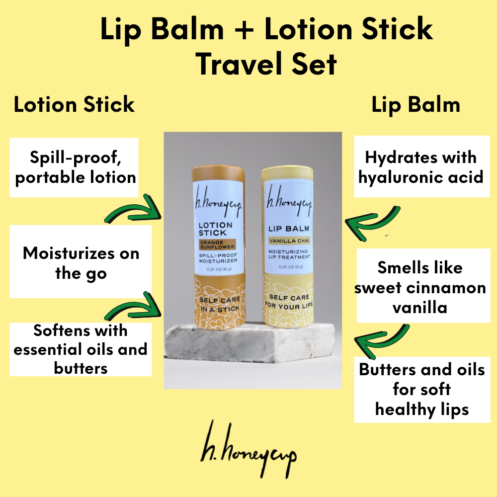 Lotion Stick plus Lip Balm Travel Set List of benefits