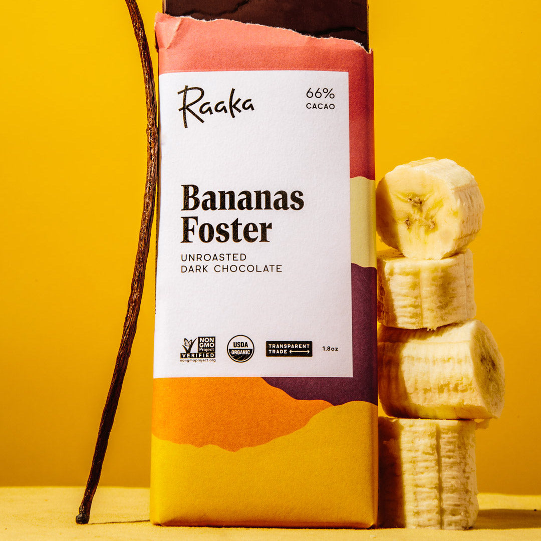 Bananas Foster 66% Cacao Dark Chocolate - Raaka Chocolate