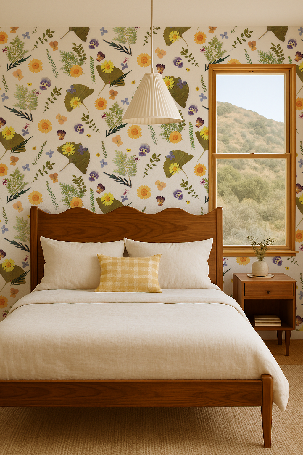 Pressed Fresh Version 01 Wallpaper, yellow and lavender