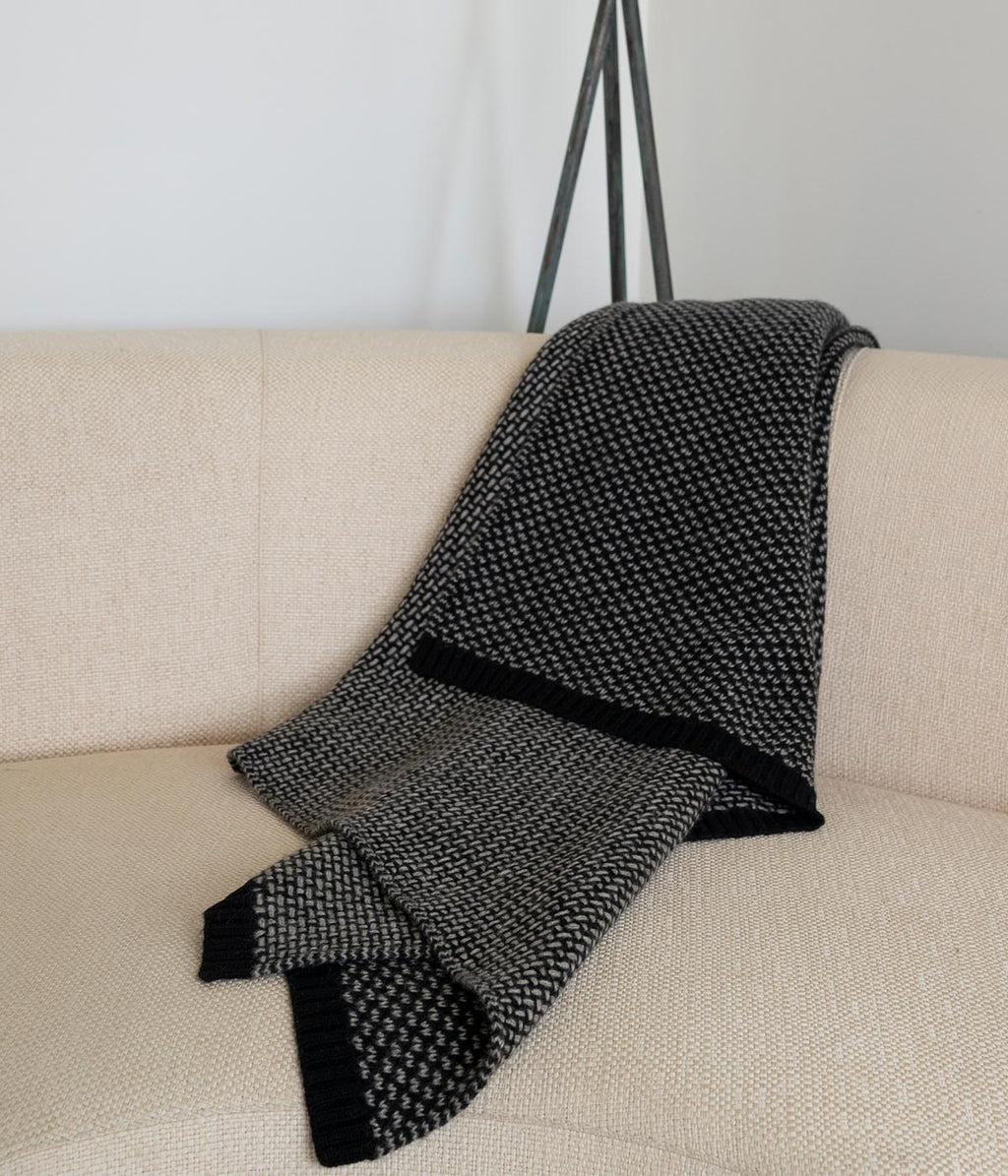 Platinum and Black Yak Down Taiga Throw