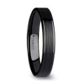 OLIVIA Women’s Flat Black Ceramic Ring with Brushed Center and Polished Edges - 4mm