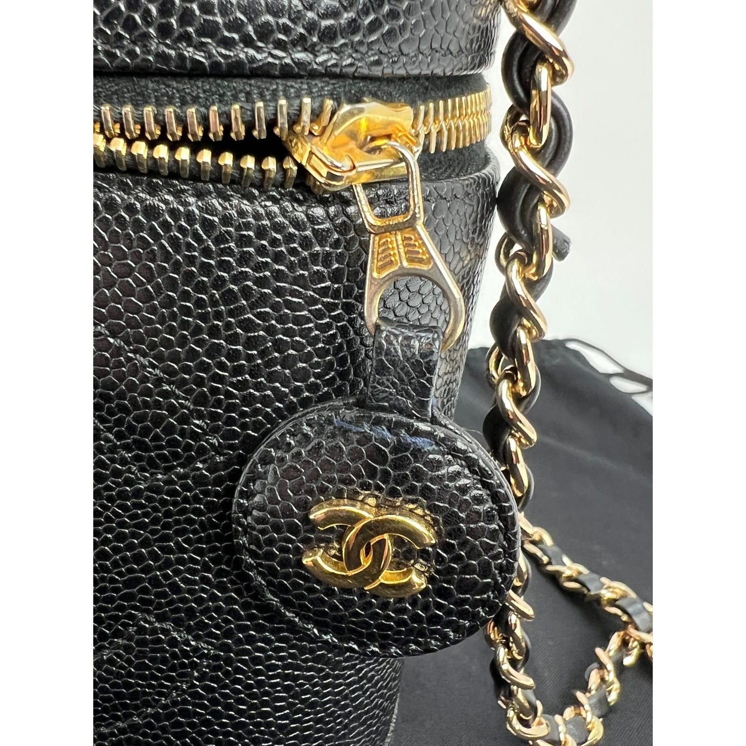 Chanel Vanity Cosmetic Case Black Caviar Leather Bag