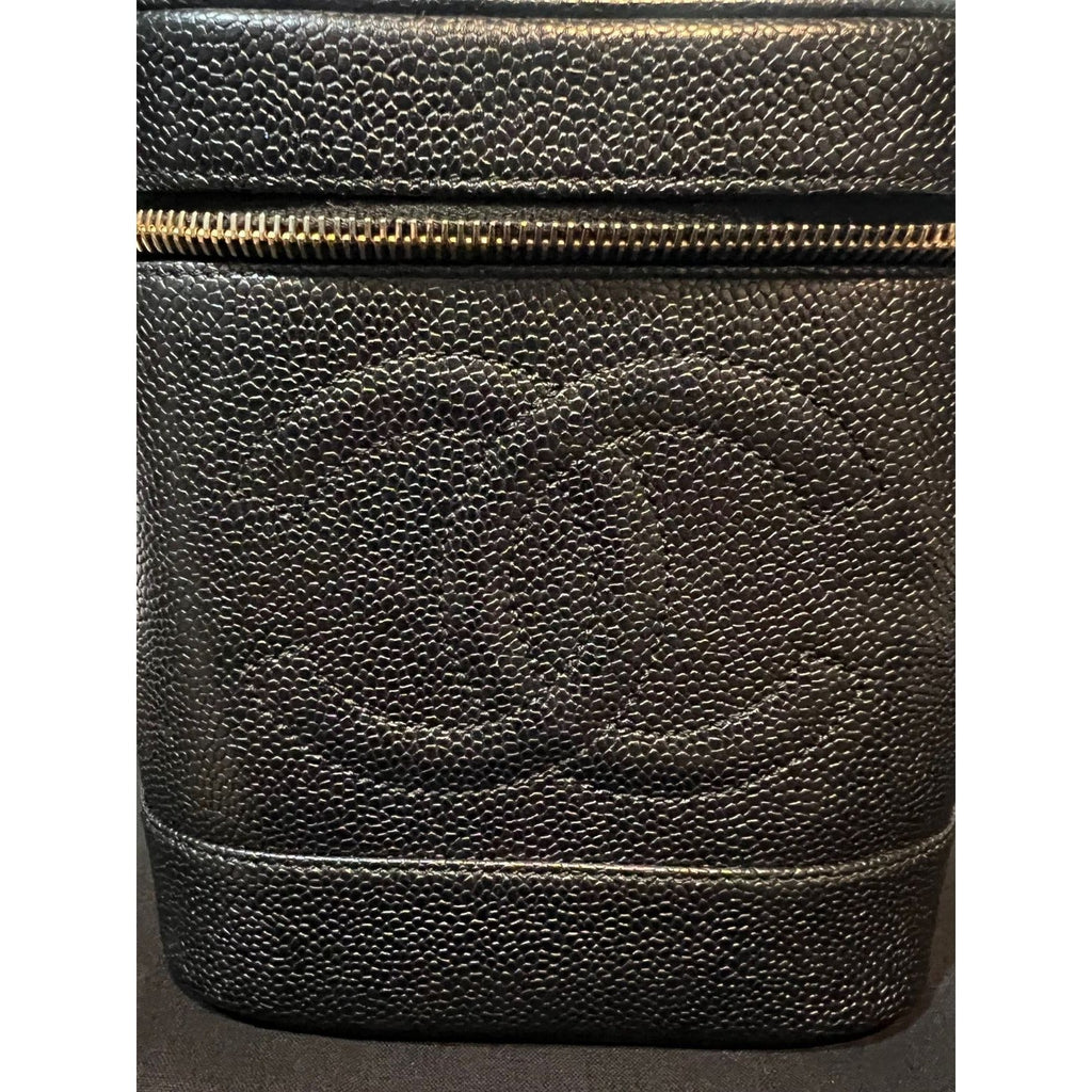 Chanel Vanity Cosmetic Case Black Caviar Leather Bag