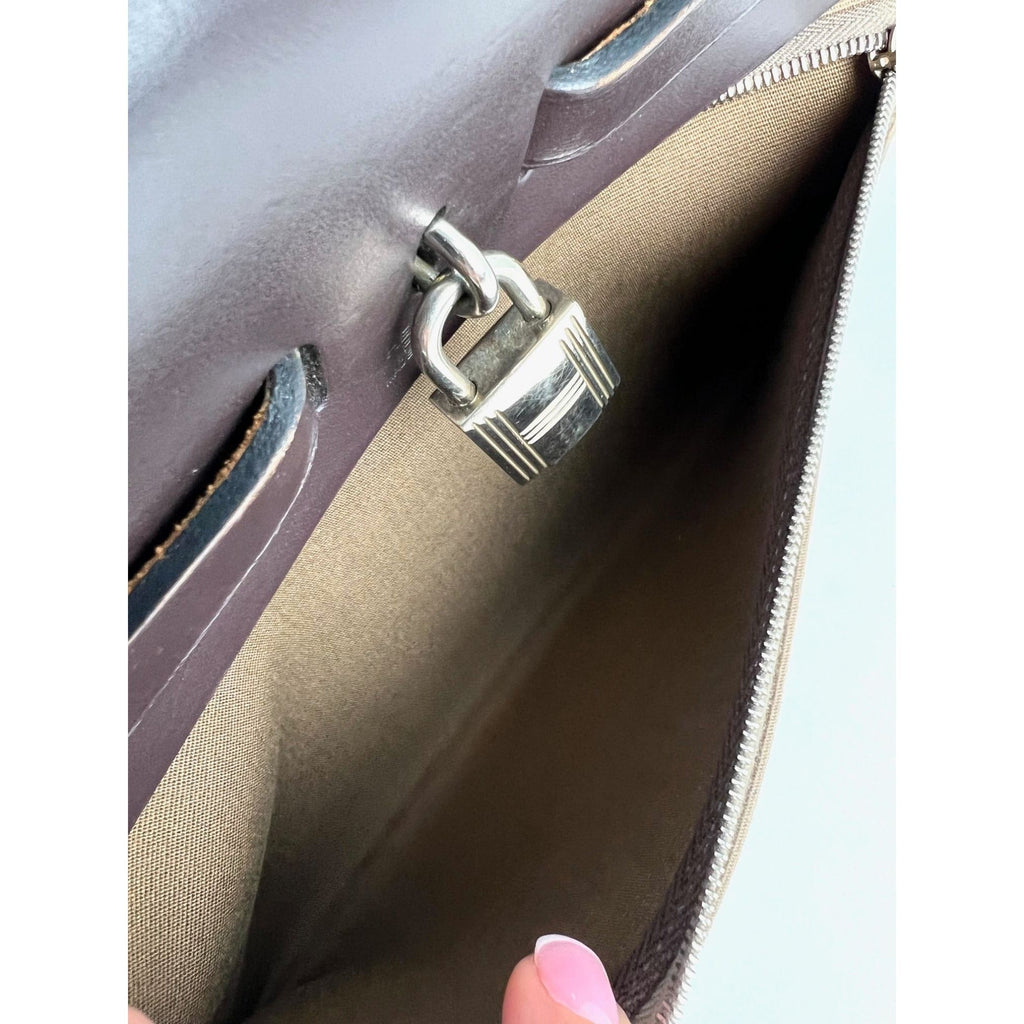 Hermes Toile Vache Hunter Herbag zip 31 PM Etoupe Ebene Shoulder Bag