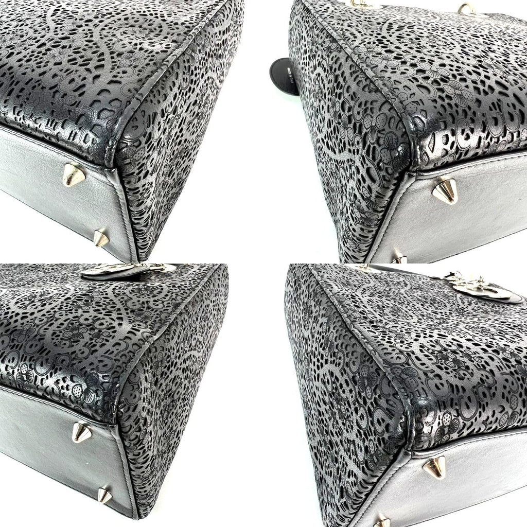 Christian Dior Medium Lady Laced Black Leather Limited Edition Shoulder Bag