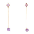Chained Up Purple Amethyst and Golden Bronze Dangle Earrings