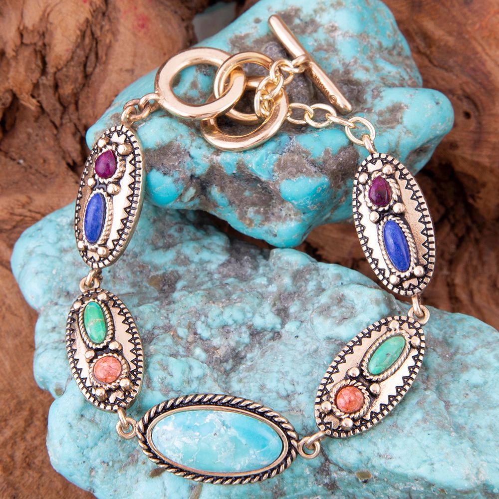 Concho Colourfull Golden Link Bracelet