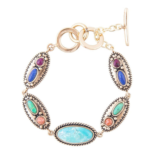 Concho Colourfull Golden Link Bracelet