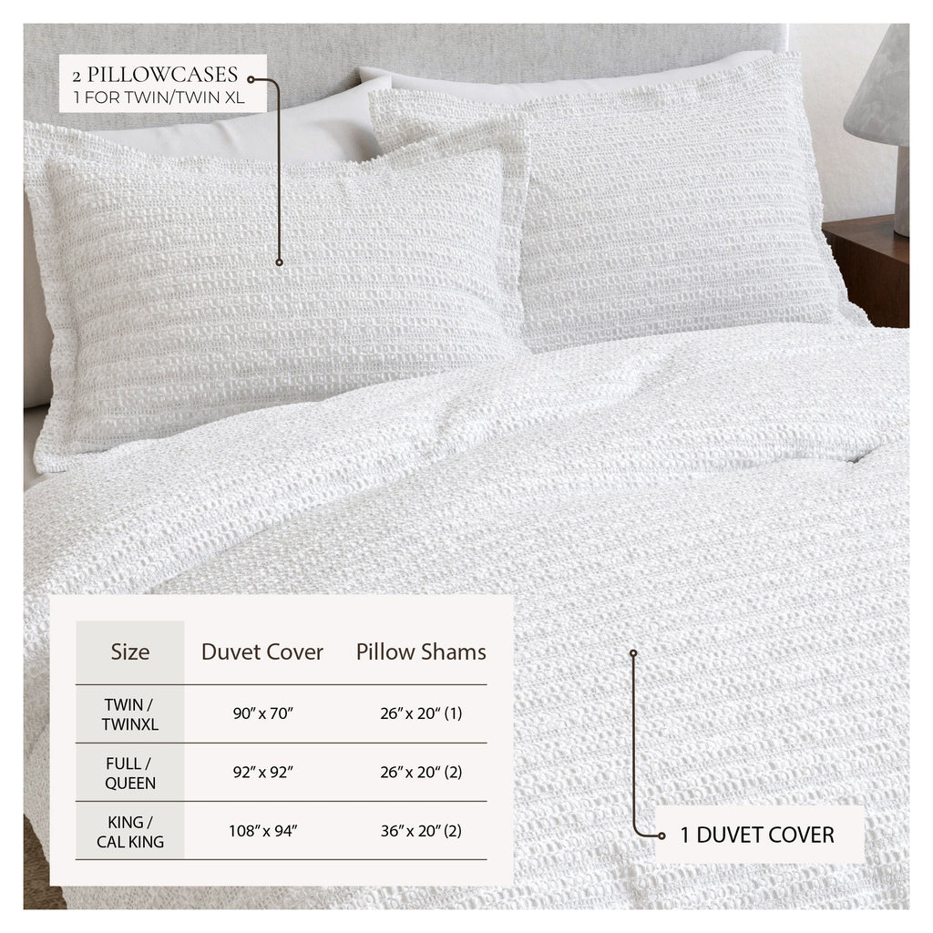 100% Cotton Honeycomb Waffle Duvet Set - Mattea Collection