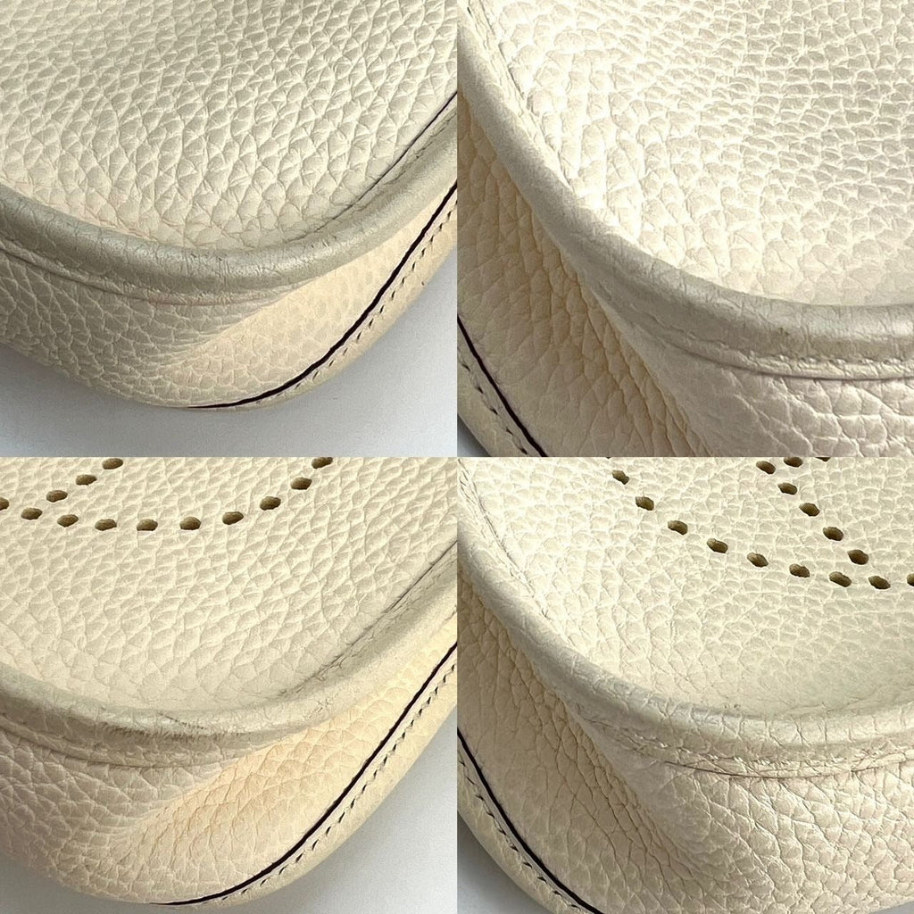 Hermes Taurillon Clemence evelyne TPM Nata White Crossbody Bag