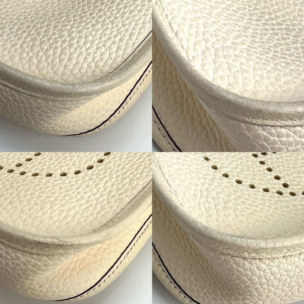 Hermes Taurillon Clemence evelyne TPM Nata White Crossbody Bag