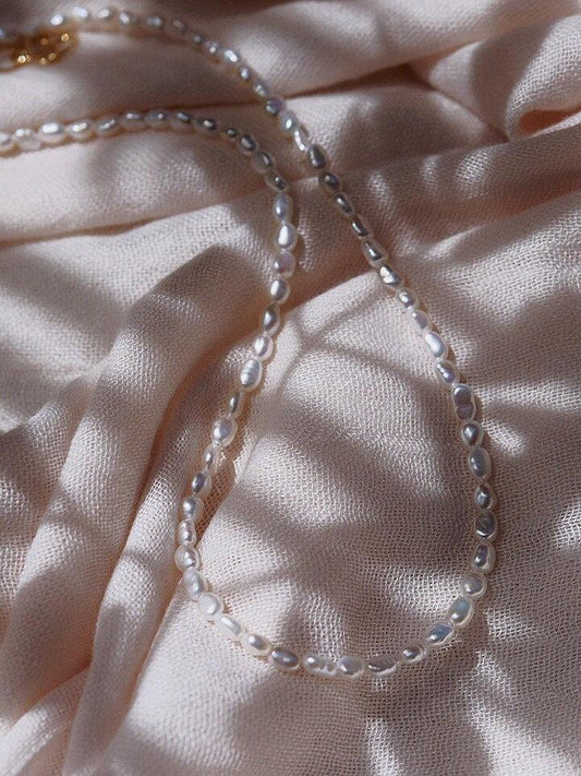 Gold Dainty White Pearl Necklace - Maile
