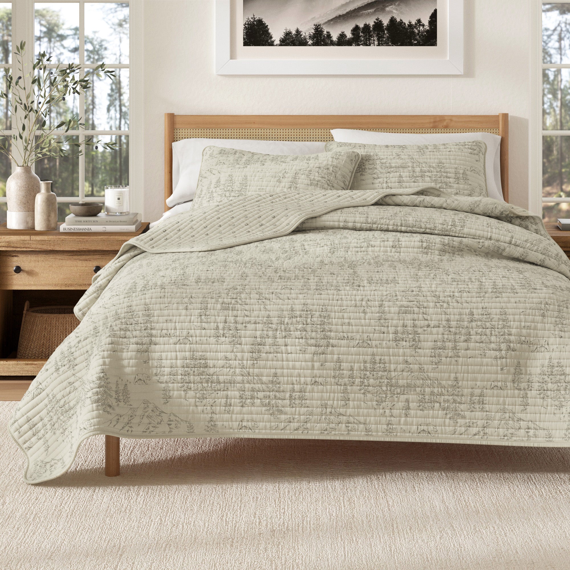 3 Piece Lodge Printed Quilt - Moonlight Ridge