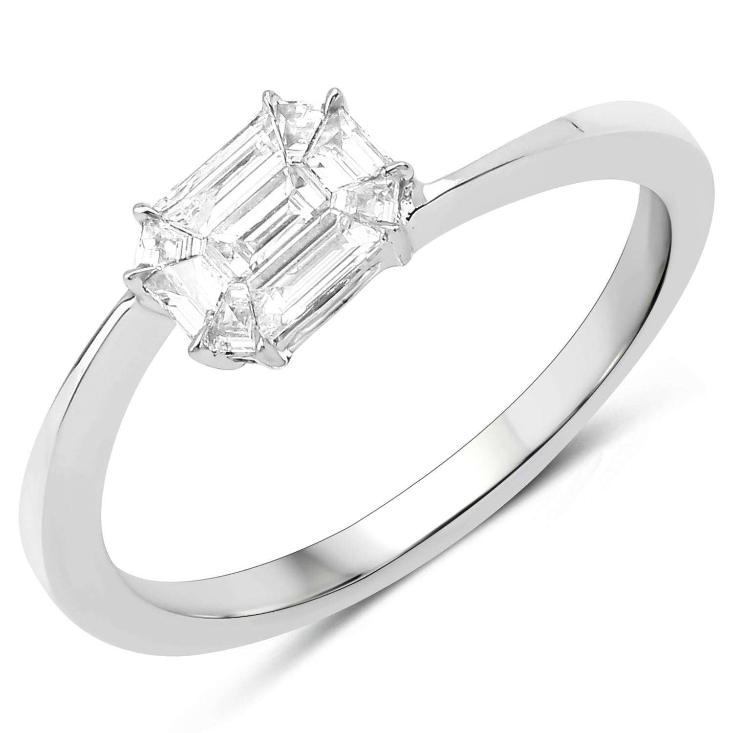 0.33 Carat Genuine White Diamond 18K White Gold Ring (F-G Color, VVS-VS Clarity)