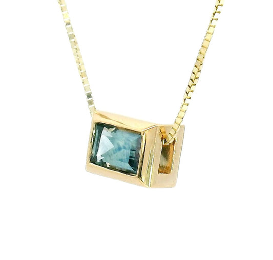 Blue Montana Sapphire Baguette Necklace