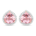 3.27 Carat Genuine Morganite and White Diamond 14K Rose Gold Earrings