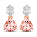 3.31 Carat Genuine Morganite and White Diamond 14K Rose Gold Earrings