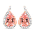 2.43 Carat Genuine Morganite and White Diamond 14K Rose Gold Earrings