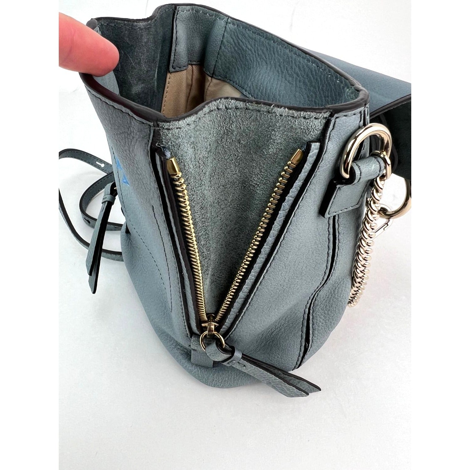 Chloe Blue Faye Mini Suede and Leather Backpack Bag
