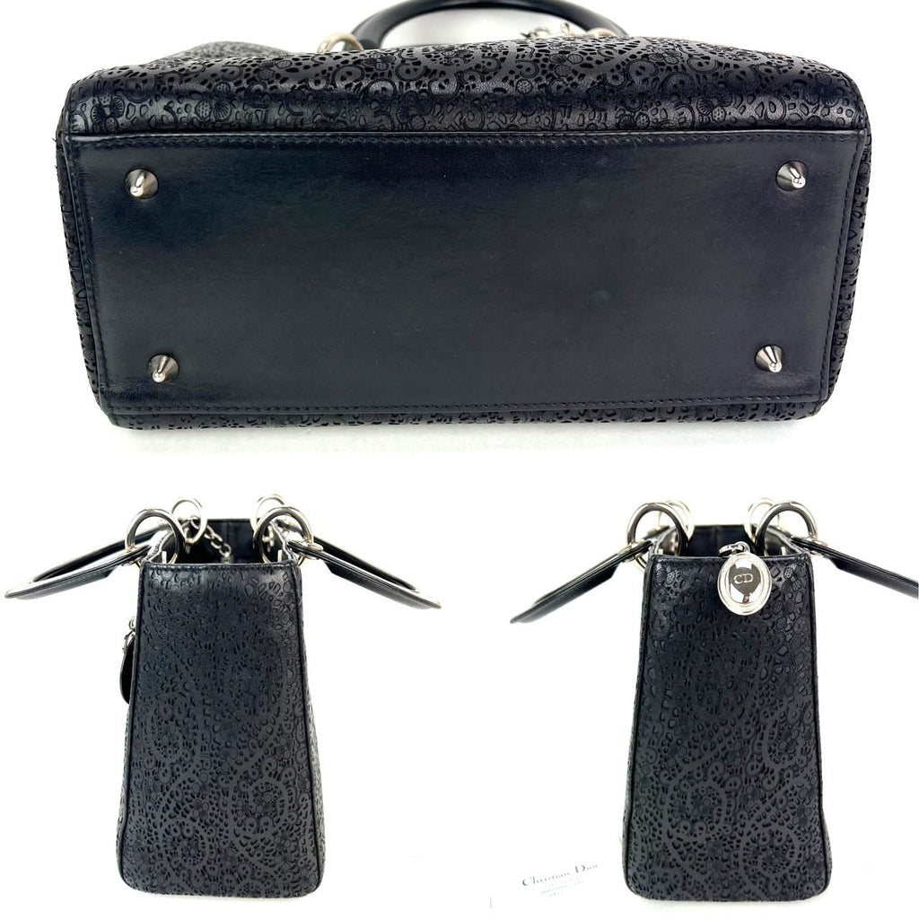 Christian Dior Medium Lady Laced Black Leather Limited Edition Shoulder Bag