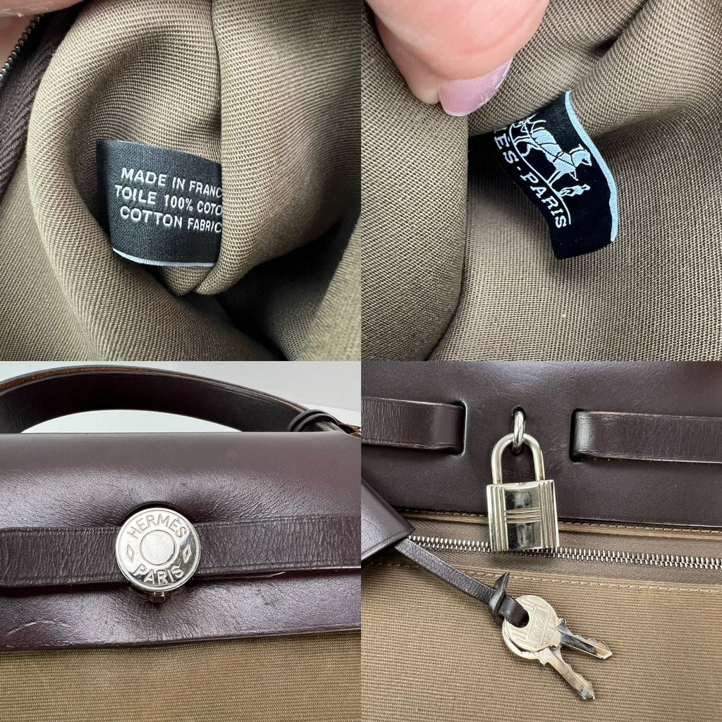 Hermes Toile Vache Hunter Herbag zip 31 PM Etoupe Ebene Shoulder Bag