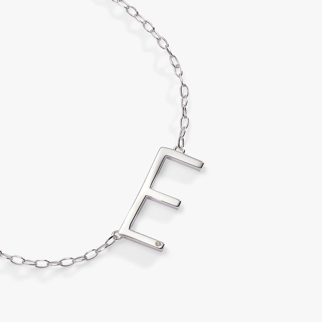 Initial E Precious Elongated Necklace