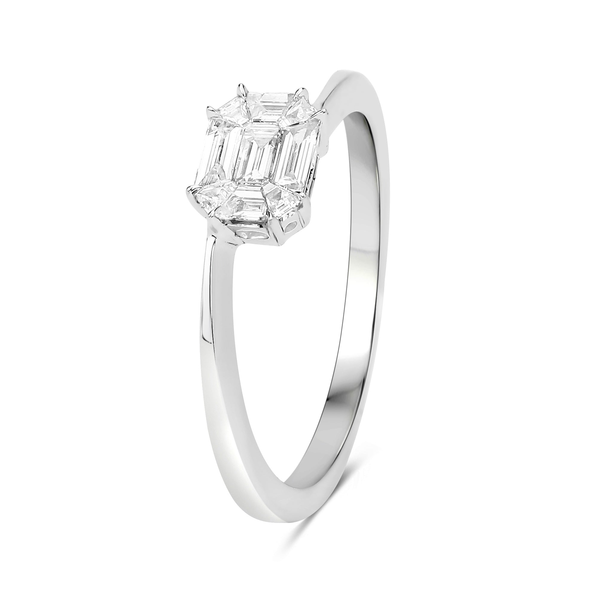 0.33 Carat Genuine White Diamond 18K White Gold Ring (F-G Color, VVS-VS Clarity)