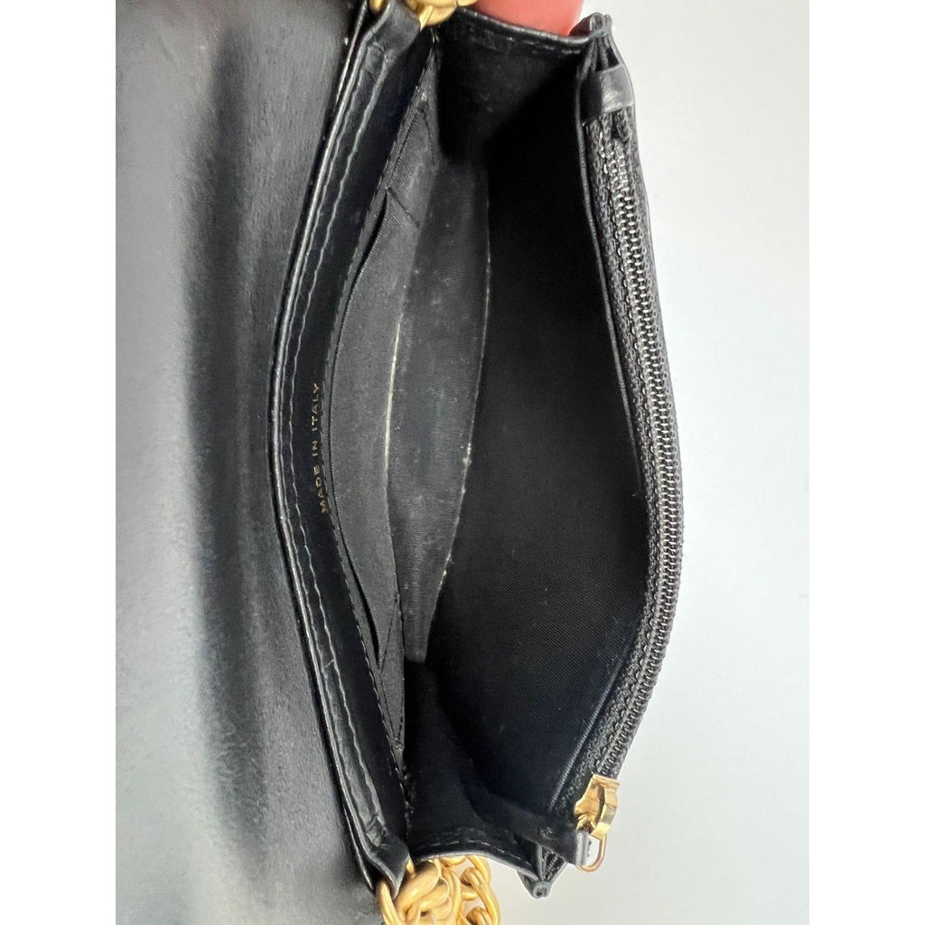 Chanel Caviar Quilted Mini Boy Clutch Wallet on a Chain Black
