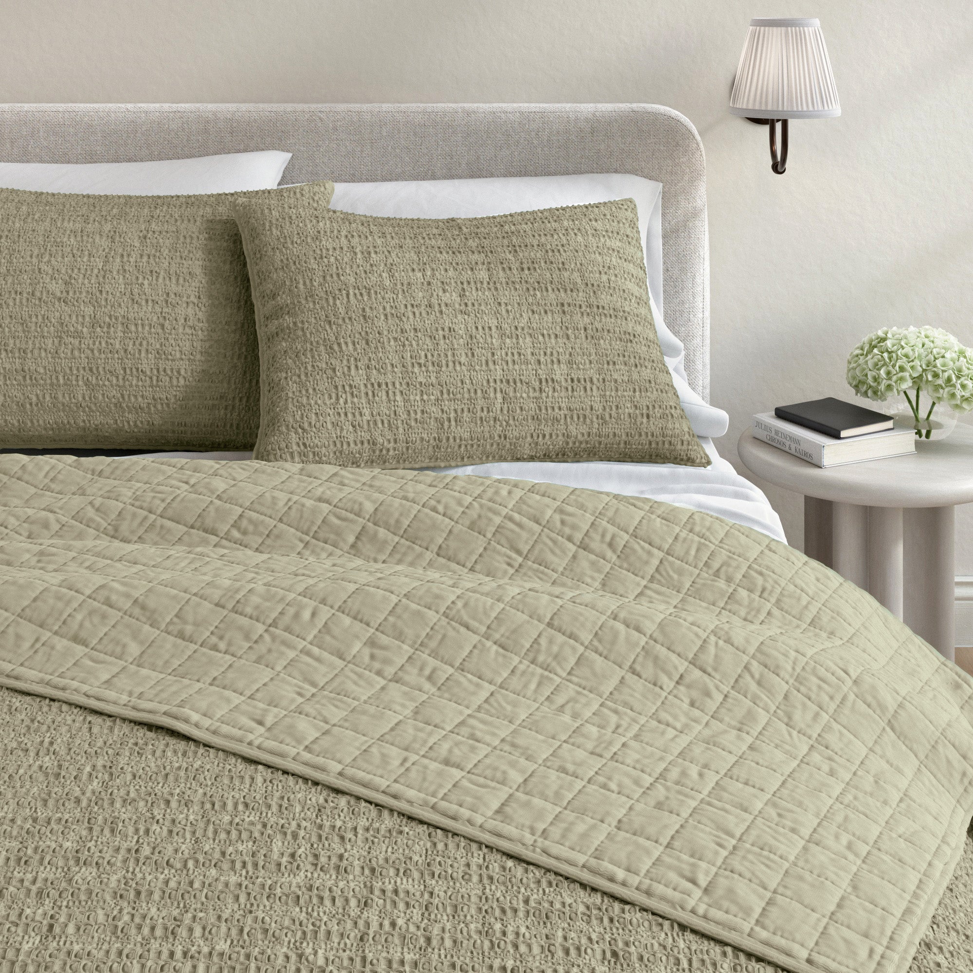 100% Cotton Honeycomb Waffle Garment Washed Quilt Set - Genevieve Collection