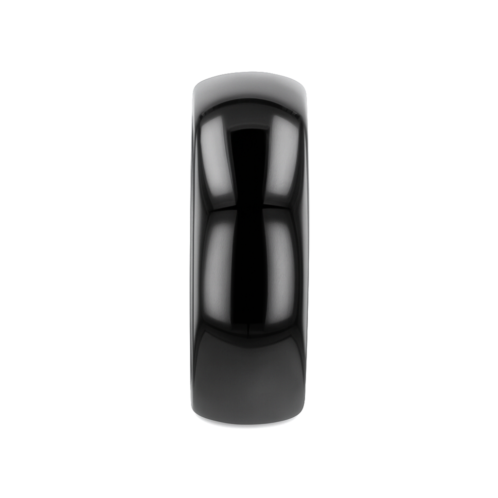 VAREN Black Titanium Polished Finish Men’s Domed Wedding Band - 8mm