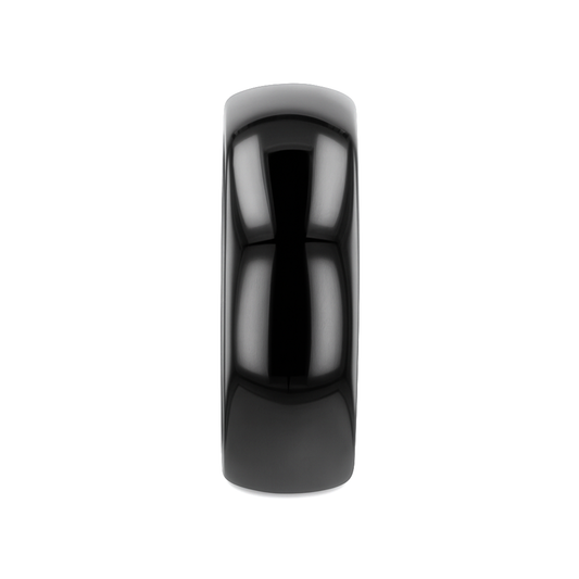 VAREN Black Titanium Polished Finish Men’s Domed Wedding Band - 8mm