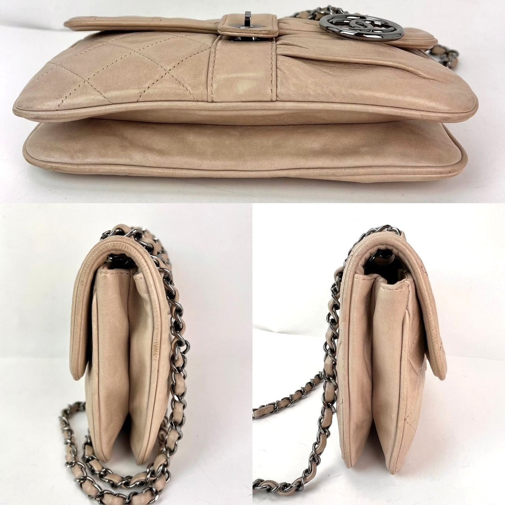 Chanel Lambskin Quilted Pile Ou Face Flap Beige Clair Shoulder Bag