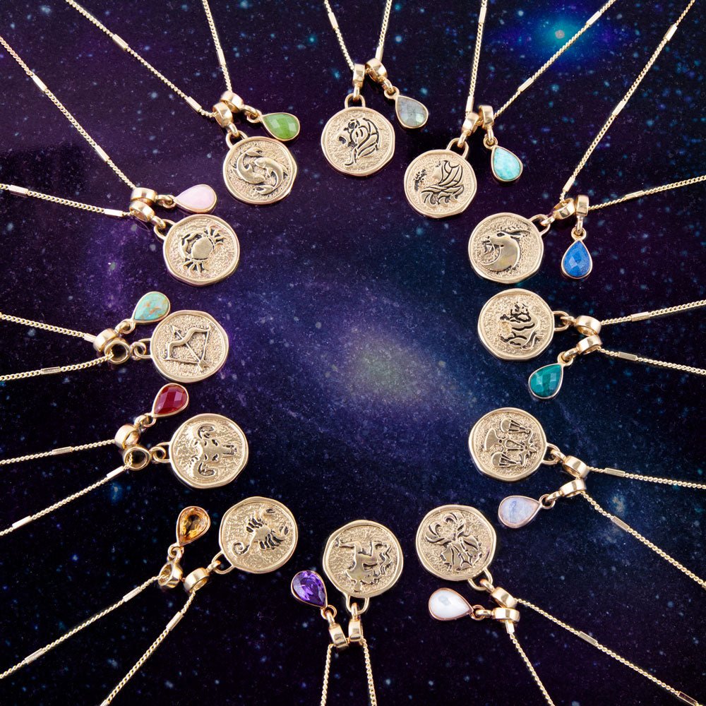 Gemini - Zodiac White Mother of Pearl Golden Charm Necklace