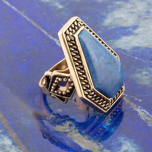 Geometric Lapis Statement Ring