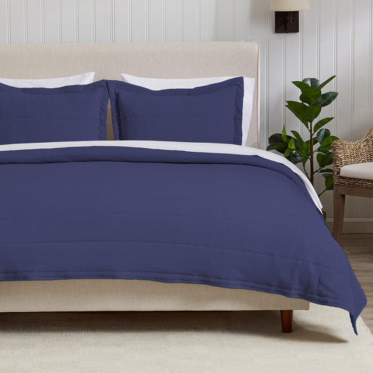 3 Piece Textured Striped Quilt Set - Ellie Collection