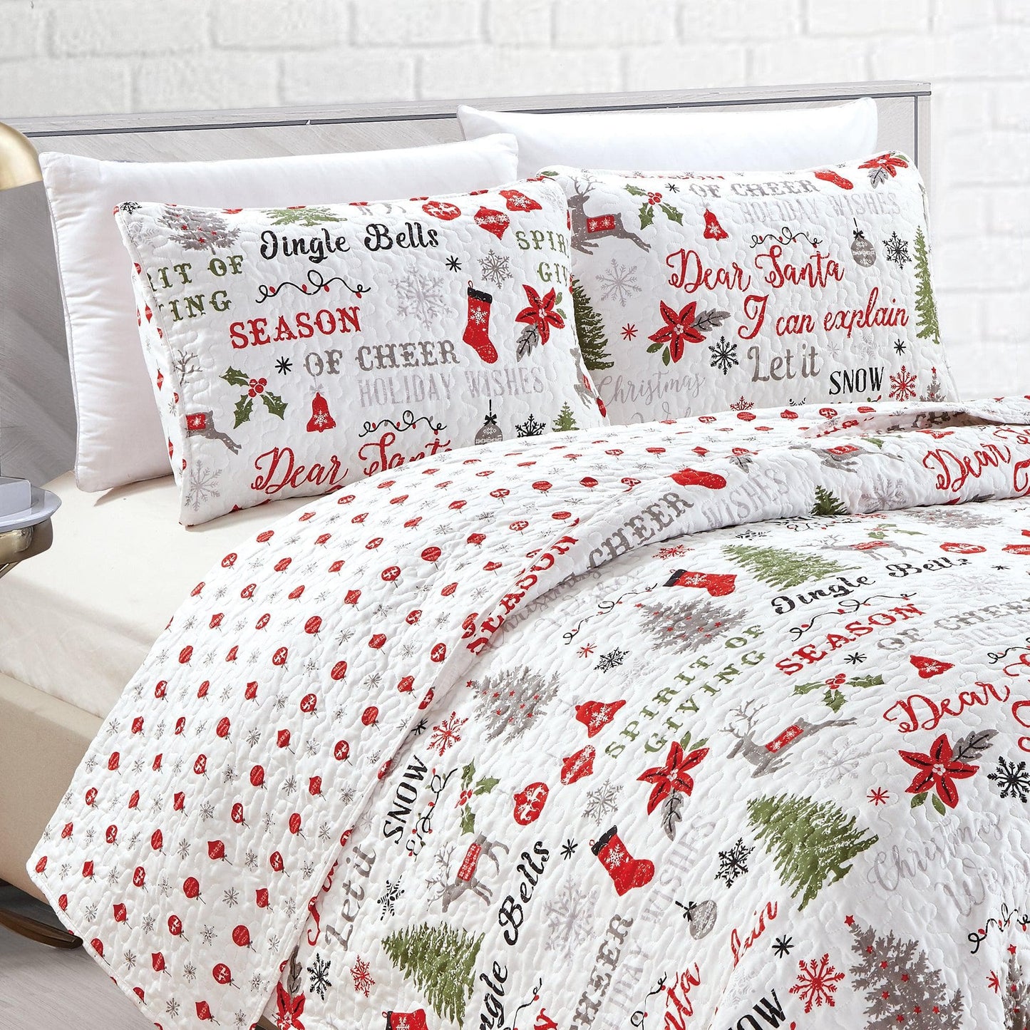 Holiday 3 Piece Quilt Set - Carol Collection