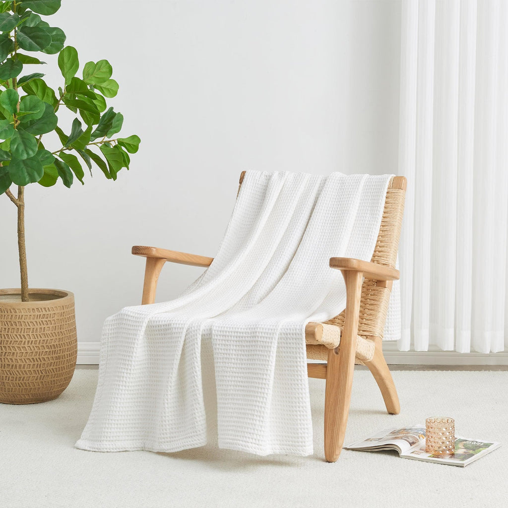 100% Cotton Waffle Weave Blanket - Mikala Collection
