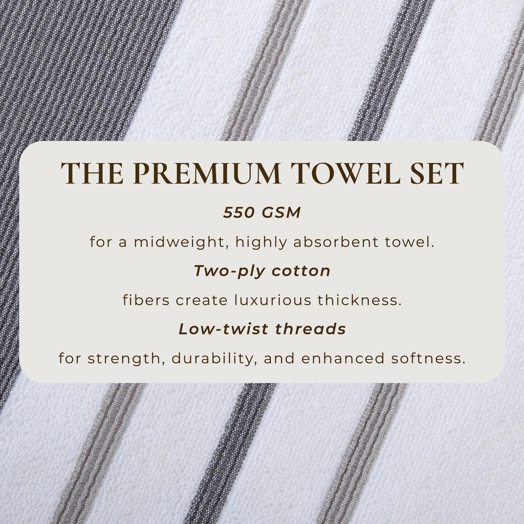 Decorative Cotton Stripe Bath Towel Set - Noelle Collection