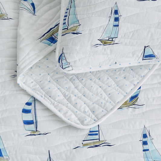 Coastal Blue Sailboat Quilt Set - Marzano Collection