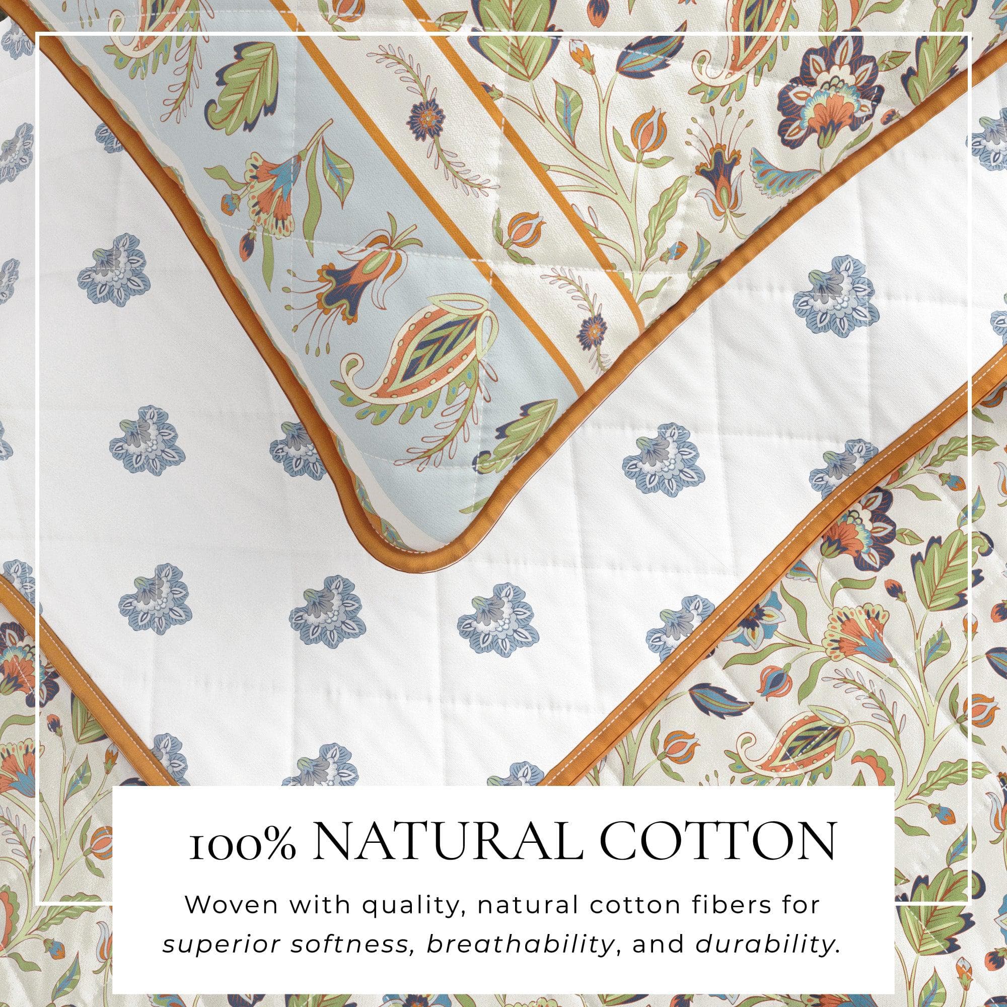 Floral Boho Printed Cotton Quilt Set - Indira Collection